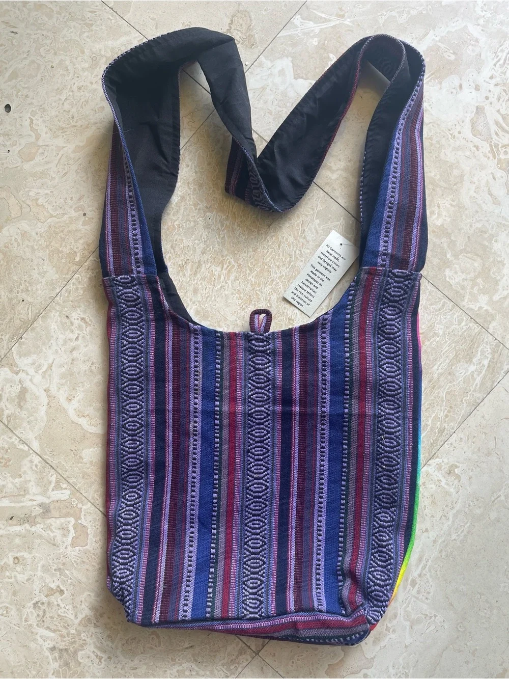 Boho Tie Dye Cotton Crossbody Hobo Bag In Green And Pink  Brand New - Picture 12 of 13